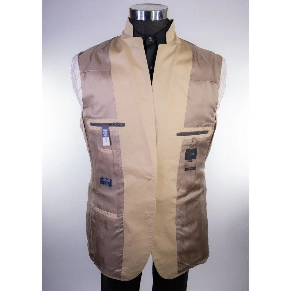 J.Crew Ludlow Blazer Mens 42L Khaki Tan Solid Cotton Larusmiani Sport Coat